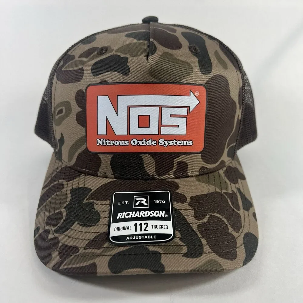 NOS Nitrous Oxide Systems Richardson 112PFP Camo Trucker Hat ADJ Snapback